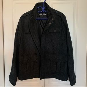 Men's Wool Blend Raglan Bomber Pea Coat Jacket